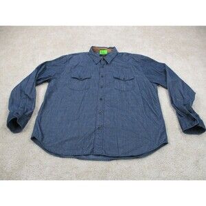 Frye Shirt Adult 2XL XXL Blue Cotton Corduroy Casual Long Sleeve Button Up Mens